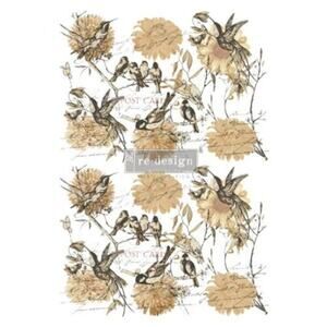 Re Design by Prima Transfer Sticker Vintage Rustic 24x35" Sepia Tone Florals